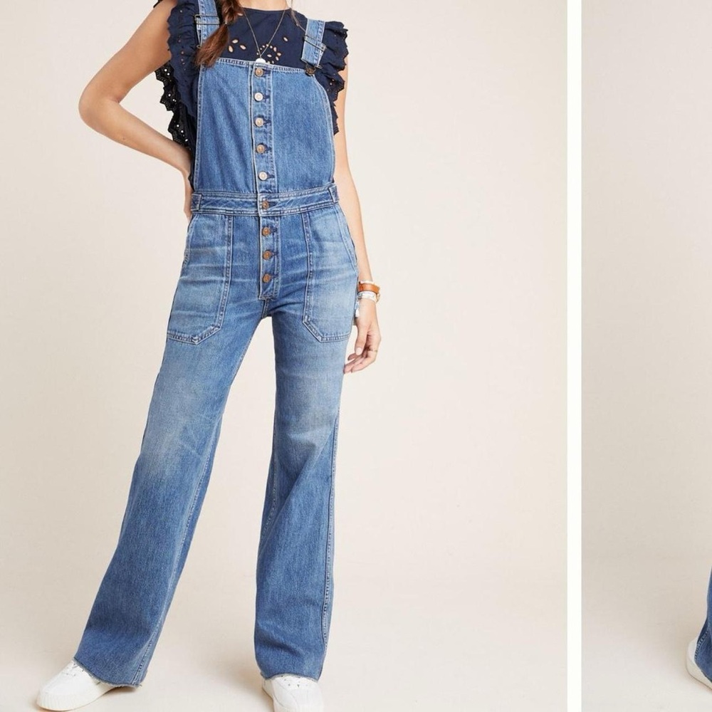 Citizens of Humanity Faye Denim Overalls in Vintage Denim Medium, Size Small